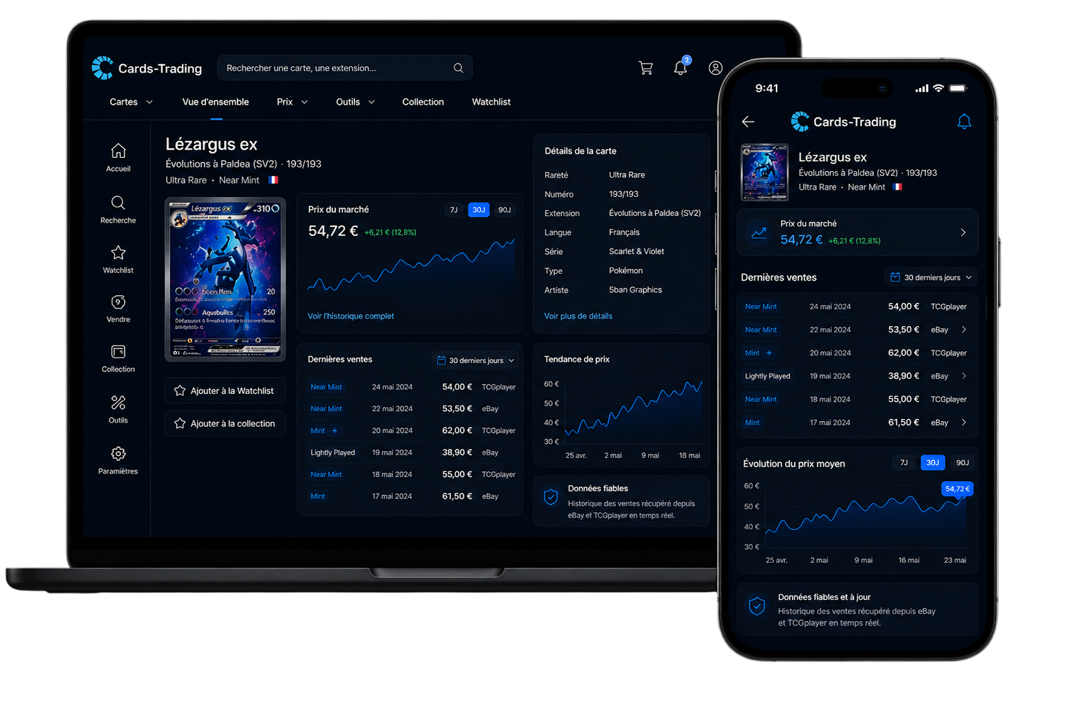 Aperçu du Market Tracker sur mobile